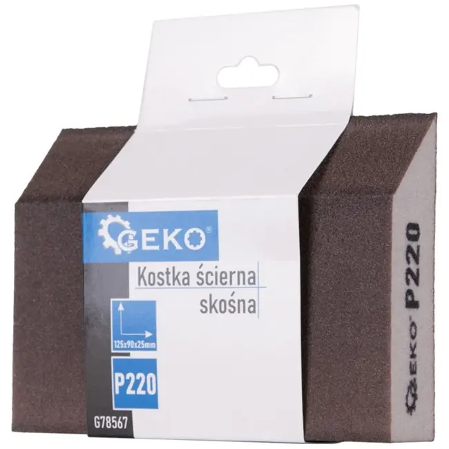 GEKO Schuurblok met schuine kant - P220 korrel - 125x90x25 mm - Ergonomisch ontwerp