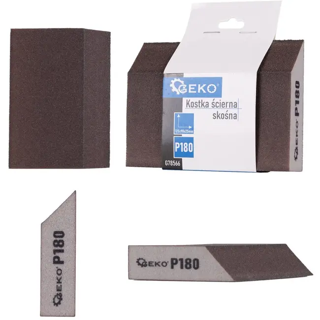 GEKO Schuurspons - Schuin Afgeschuind - P180 Korrel - 125x90x25 mm