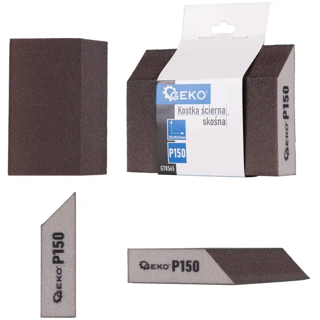 GEKO Schuurspons schuin - 125x90x25 mm - korrel P150 - ergonomisch ontwerp