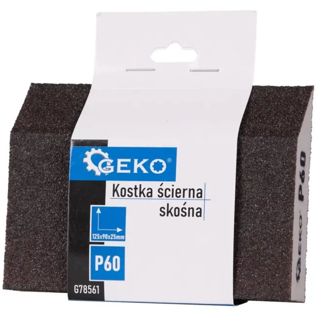 GEKO Schuurblok met schuine kanten - 125x90x25 mm - Korrel P60 - Ergonomisch ontwerp