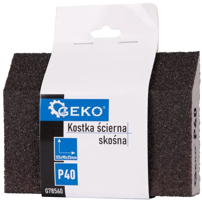 GEKO Schuurspons Schuin - P40 Korrel - 125x90x25 mm - Voor Hout, Metaal & Composieten