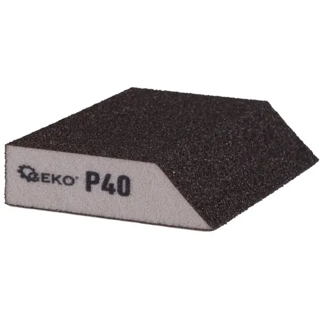 GEKO Schuurspons Schuin - P40 Korrel - 125x90x25 mm - Voor Hout, Metaal & Composieten