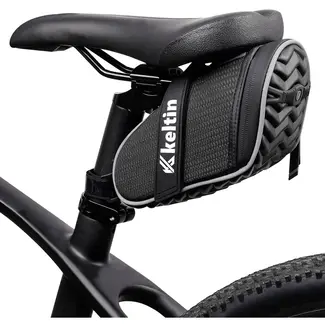 Keltin Waterdichte fietszadeltas - Reflecterend - 1 liter - Zwart - Nylon