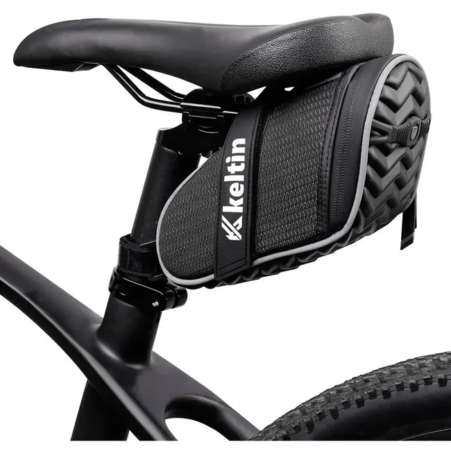 Keltin Waterdichte fietszadeltas - Reflecterend - 1 liter - Zwart - Nylon