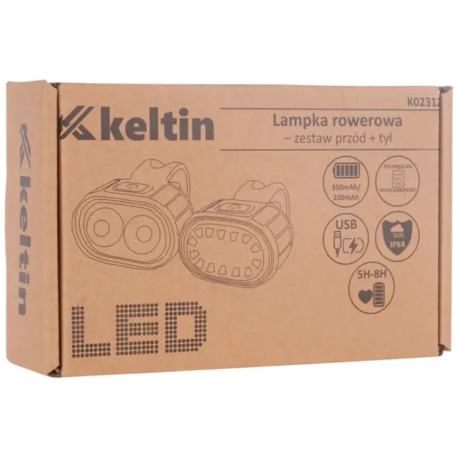 Keltin Waterdichte fietsverlichtingsset - USB oplaadbaar - IPX4 - Meerdere lichtmodi
