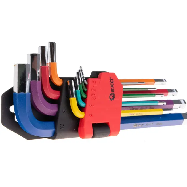 GEKO Kleurrijke Inbussleutelset - 9-delig - CrV Staal - Ball-end - 1.5-10 mm
