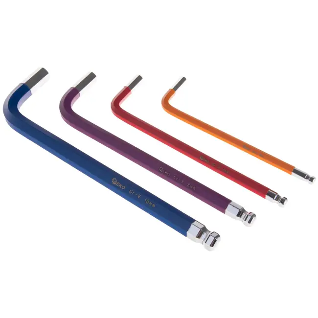 GEKO Kleurrijke Inbussleutelset - 9-delig - CrV Staal - Ball-end - 1.5-10 mm