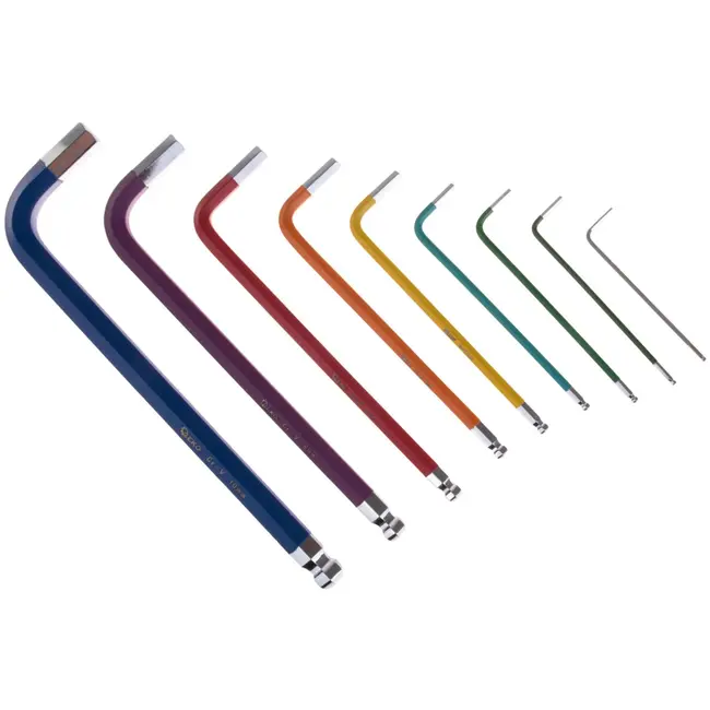 GEKO Kleurrijke Inbussleutelset - 9-delig - CrV Staal - Ball-end - 1.5-10 mm