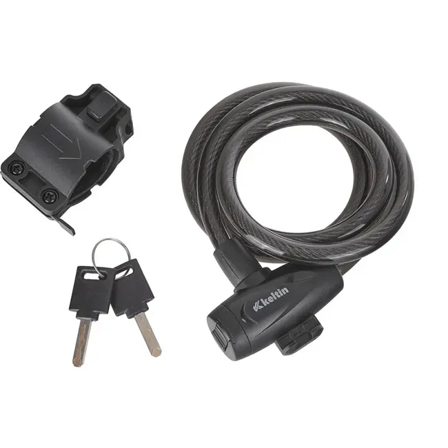 Keltin Fietsslot met sleutel - Stalen kabel 12 mm - Weerbestendig - Inclusief bevestigingsbeugel
