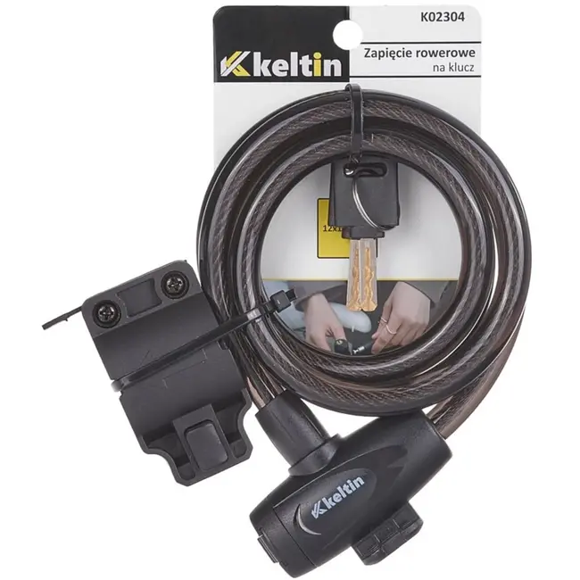 Keltin Fietsslot met sleutel - Stalen kabel 12 mm - Weerbestendig - Inclusief bevestigingsbeugel