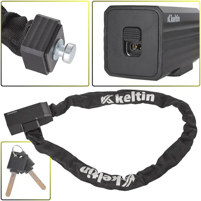 Keltin Fietskettingslot - 90 cm - 6 mm - Nylon bescherming - Inclusief 2 sleutels