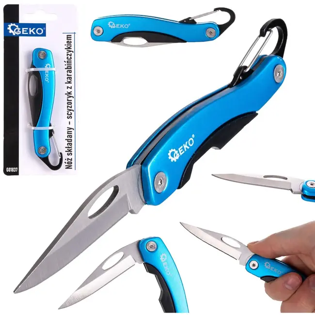 GEKO Opvouwbaar zakmes - roestvrij staal - met karabijnhaak - compact en draagbaar