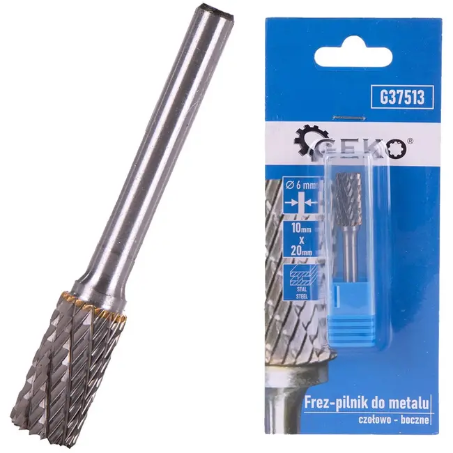 GEKO Tungsten carbide frees - dubbele snijranden - 10mm x 20mm - 6mm schacht
