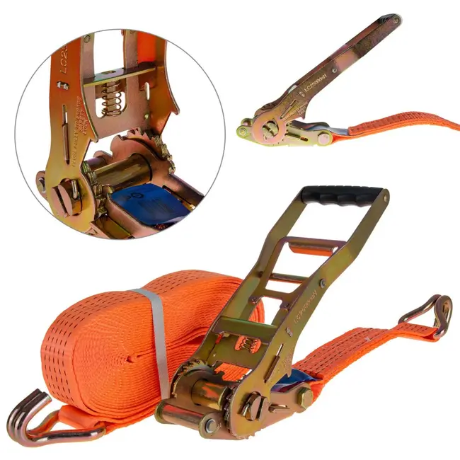 GEKO Ergonomische spanband - 10m - 5 ton - 50mm - oranje