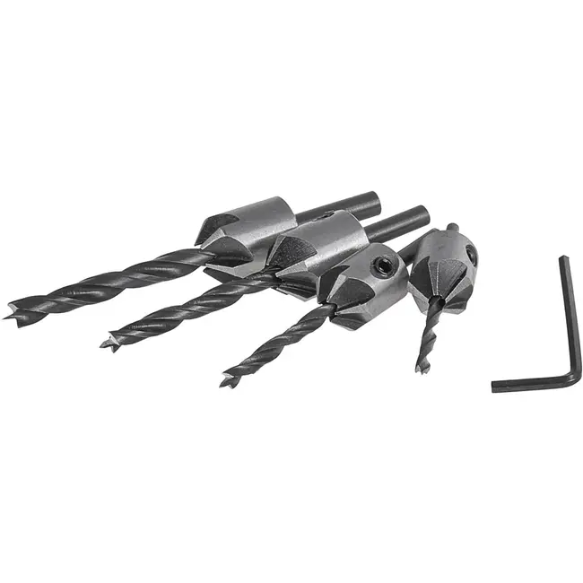 GEKO Verzinkboorset - 5-delig - HSS staal - 3 tot 6 mm - Voor hout en kunststof