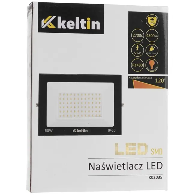 Keltin LED-schijnwerper - 50W - Warm wit 2700K - Verstelbaar - IP66 - Aluminium
