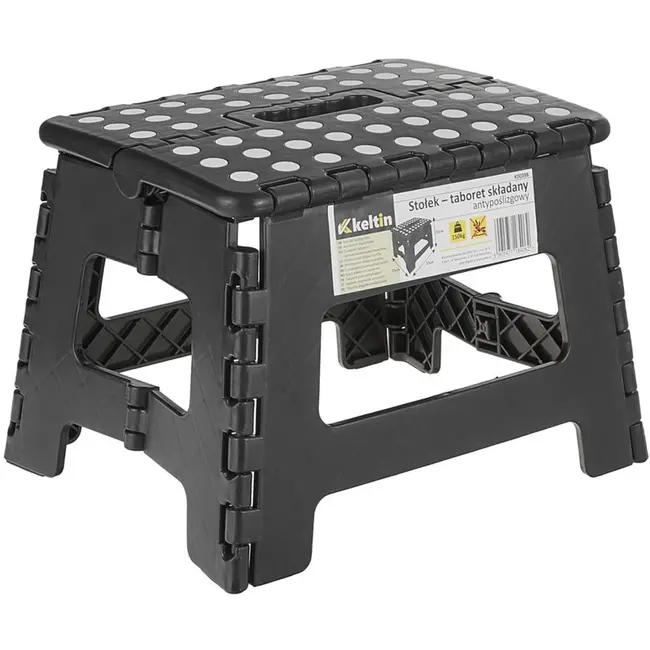 Keltin Opvouwbare anti-slip kruk - 150 kg draagvermogen - Zwart - Compact en lichtgewicht