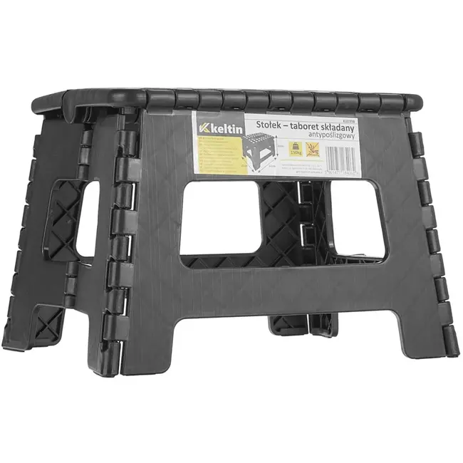 Keltin Opvouwbare anti-slip kruk - 150 kg draagvermogen - Zwart - Compact en lichtgewicht