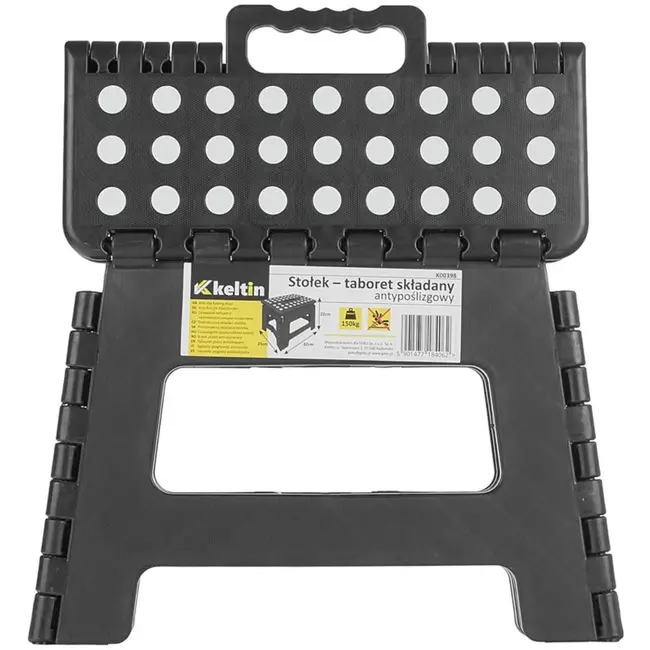 Keltin Opvouwbare anti-slip kruk - 150 kg draagvermogen - Zwart - Compact en lichtgewicht