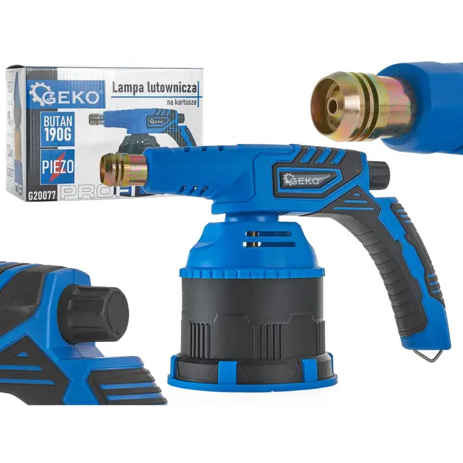 GEKO Profi soldeerlamp - piezo-ontsteking - verstelbare vlam - ergonomisch ontwerp - windbescherming