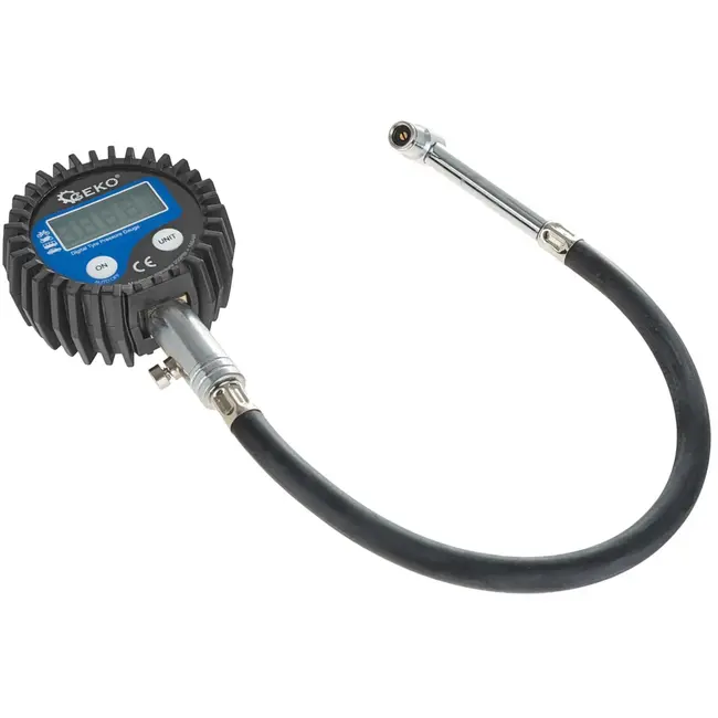 GEKO Digitale bandenspanningsmeter - LCD display - Flexibele slang - 30 cm - Veiligheidsalarm