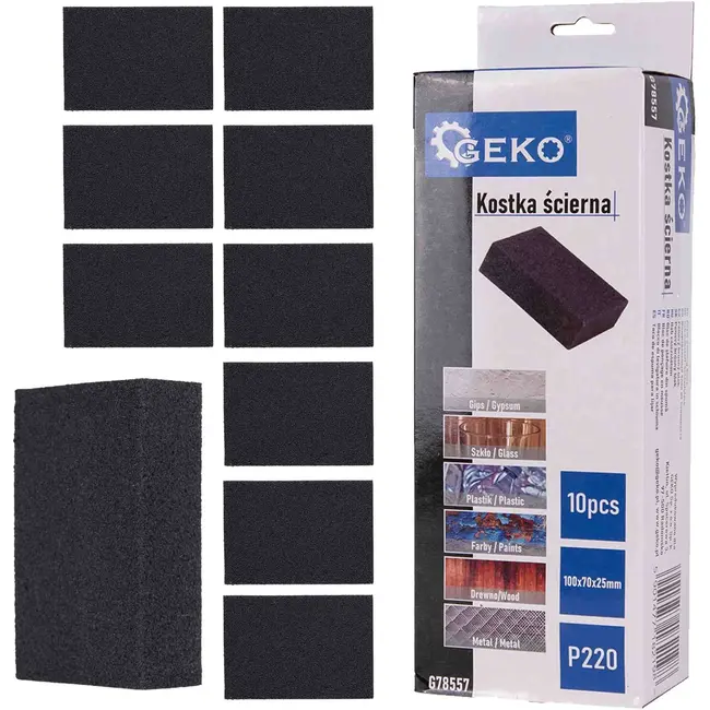 GEKO Schuurblokset - Precisie en Duurzaamheid - 70x100x25mm - P220 - 10 stuks