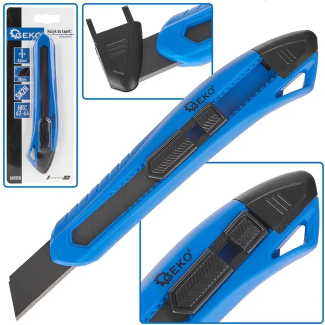 GEKO Ergonomisch hobbymes - 8-segment afbreekmes - SK2H staal - 165 mm - ABS kunststof