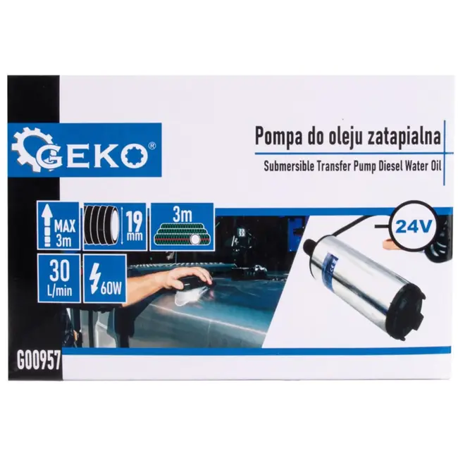 GEKO Onderwaterpomp - 24V - 30L/min - 3m slang - Efficiënt & Duurzaam