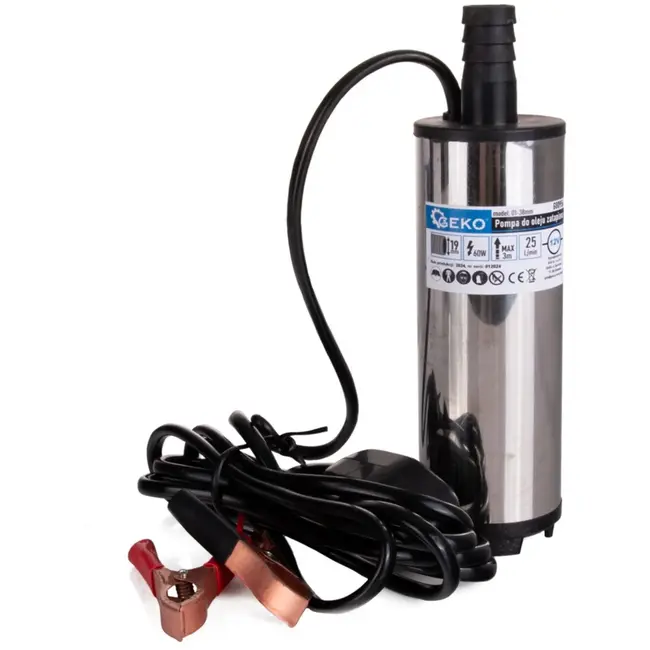 GEKO 12V dompelpomp - olie en vloeistoffen - 25L/min - 3m slang - duurzaam ontwerp