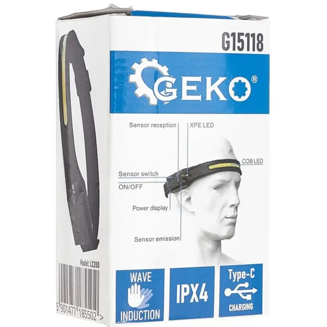 GEKO Hoofdlamp met bewegingssensor - 350 lumen - 4 lichtstanden - USB-C oplaadbaar - IPX4 waterbestendig