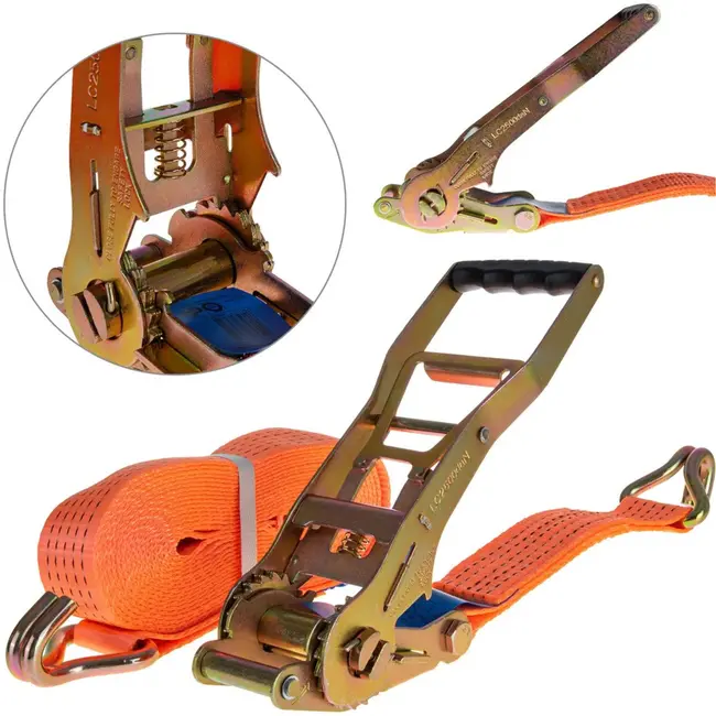 GEKO Ergonomische spanband - 8m - 5 ton - 50mm breed - Oranje