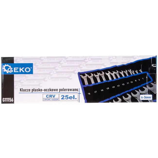 GEKO 25-delige steeksleutelset - CRV staal - 6-36 mm - ergonomisch ontwerp - opbergbaar paneel