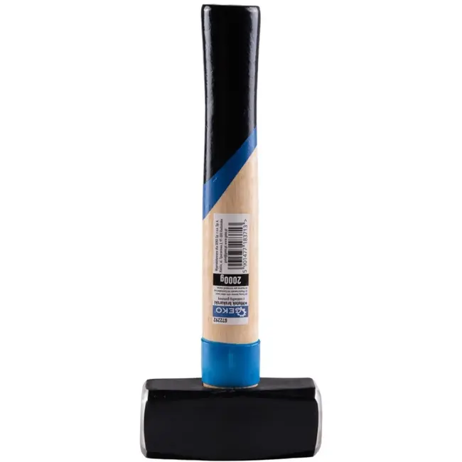 GEKO Paving hamer - 2000g - Rubberen bescherming - Ergonomische houten greep