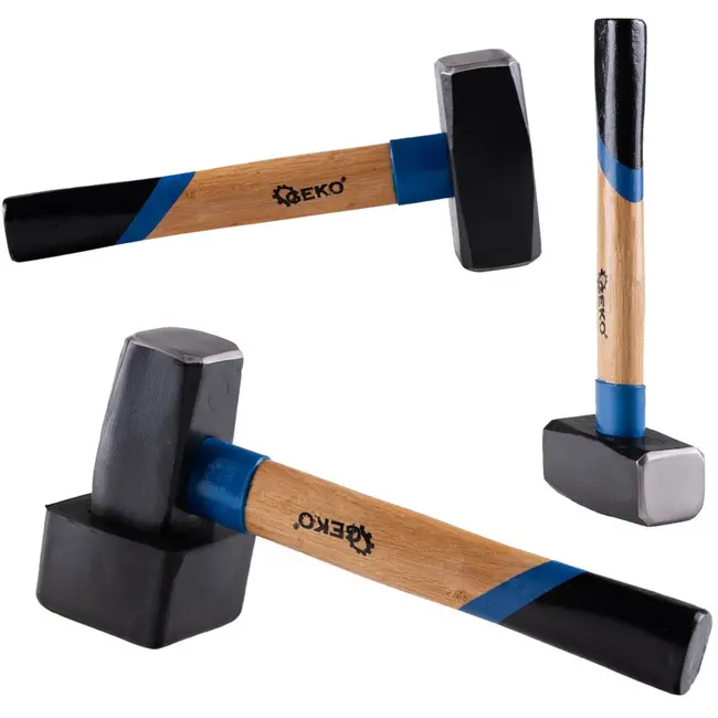 GEKO Paving hamer - 1500g - Rubber beschermlaag - Ergonomisch houten handvat