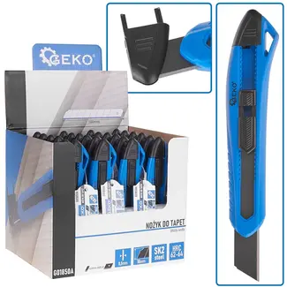 GEKO Ergonomisch afbreekmes - SK2H staal - 8 segmenten - ABS behuizing - 165 mm - 24 stuks displaybox