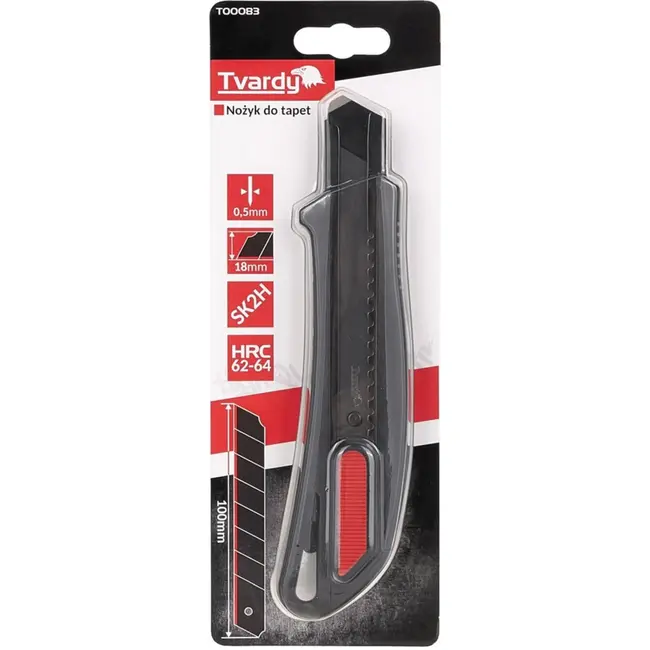 Tvardy Utility mes - 8-segment afbreekmes - SK2H staal - ABS handgreep - 100 mm blad