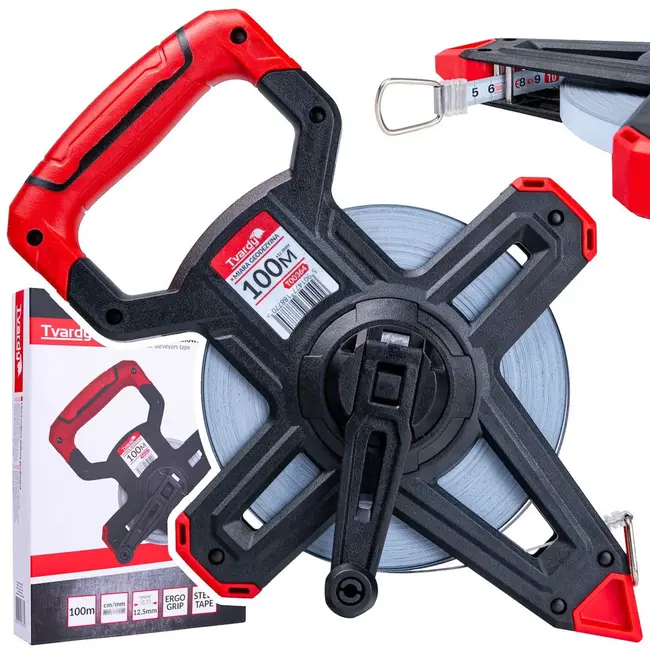 Tvardy Open frame meetlint - 100m - Staal - Ergonomisch ontwerp - Precieze schaal