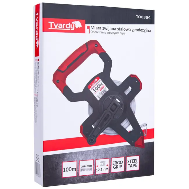 Tvardy Open frame meetlint - 100m - Staal - Ergonomisch ontwerp - Precieze schaal