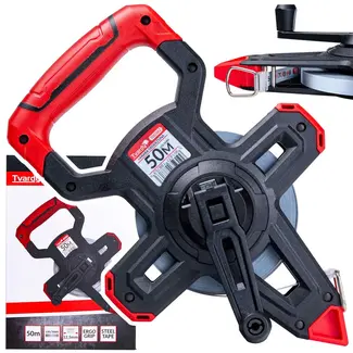 Tvardy Open frame meetlint - 50m staal - ergonomische grip - nauwkeurige schaal