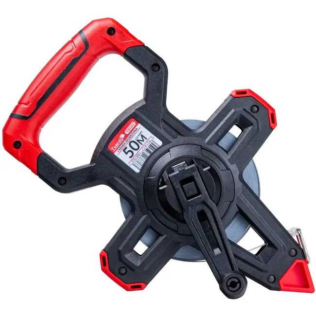 Tvardy Open frame meetlint - 50m staal - ergonomische grip - nauwkeurige schaal