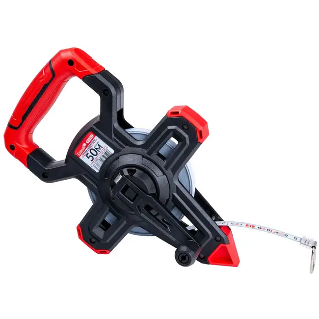 Tvardy Open frame meetlint - 50m staal - ergonomische grip - nauwkeurige schaal