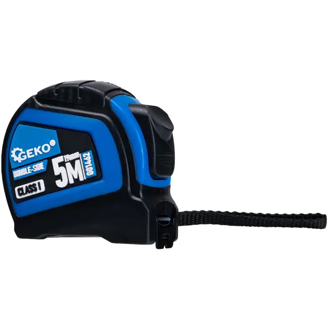 GEKO Dubbelzijdige meetlint - Autostop - 5 m - Nylon beschermlaag - Klasse I nauwkeurigheid - 12 stuks
