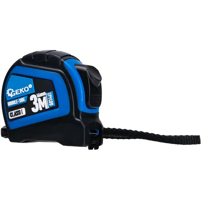 GEKO Dubbelzijdige meetlint met autostop - 3m - Nylon coating - Klasse I nauwkeurigheid - 12 stuks