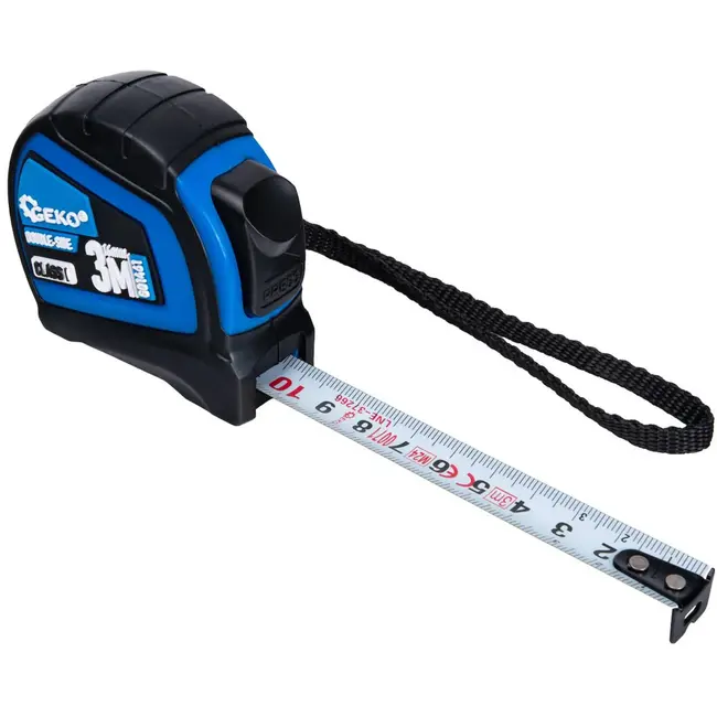 GEKO Dubbelzijdige meetlint met autostop - 3m - Nylon coating - Klasse I nauwkeurigheid - 12 stuks