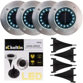 Keltin Solar tuinlamp set - 16 LED - Weerbestendig - Zilver/Zwart - 4 stuks