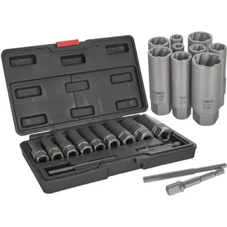 Tvardy Spiraalvormige diepe extractorset - 11-delig - CR-MO staal - 6-19 mm