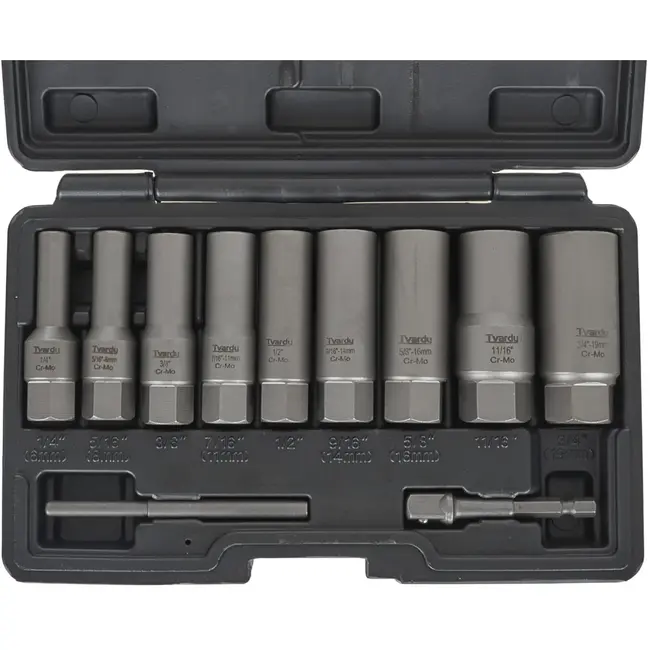 Tvardy Spiraalvormige diepe extractorset - 11-delig - CR-MO staal - 6-19 mm