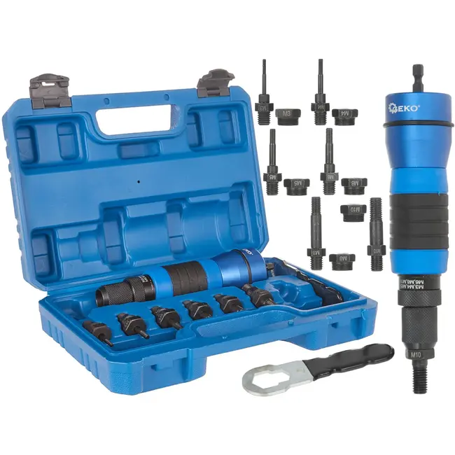 GEKO Rivetmoeradapter - Aluminium & TPR - M3-M10 - Ergonomisch & Duurzaam