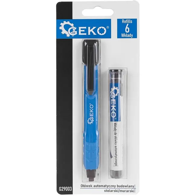 GEKO Carpenter potlood - Automatisch intrekbaar - Inclusief 6 vullingen - Kunststof behuizing