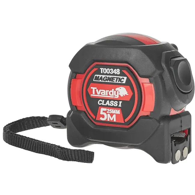Tvardy Dubbelzijdige meetlint met magneet en autostop - 5m/25mm - Klasse 1 nauwkeurigheid - 6 stuks